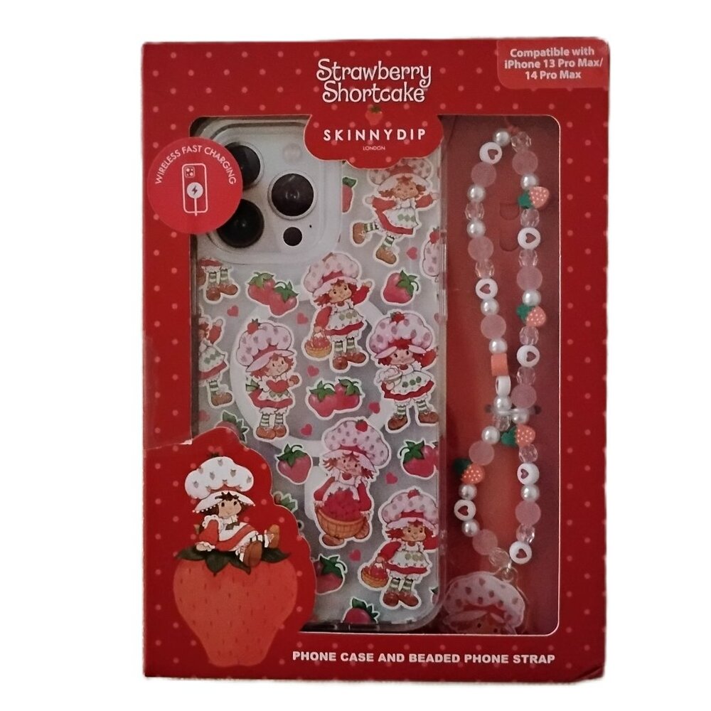 Skinny Dip Strawberry Shortcake iPhone 13/14 Pro Max Phone Case/Phone Strap Set